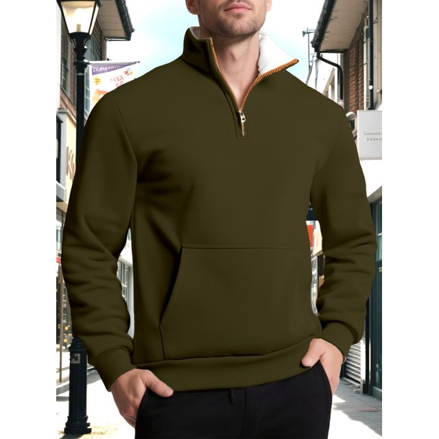 Seeotter Men Quarter Zip Up Pullover Lightweight Mock Neck Sweatshirt Casual Active Long Sleeve Shirt