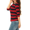 thumbnail image 4 of Dde San Patricio Camisecon mangas de codo pamujer Camisebásiinformal con cuello de barco y corte ajustado Rojo azul S, 4 of 6