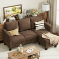 thumbnail image 2 of Homall 70" Length Sectional L-Shaped Sofa 3-Seat Couch with Reversible Chaise for Small Living Room, Apartment and Small Space, Brown, 2 of 8