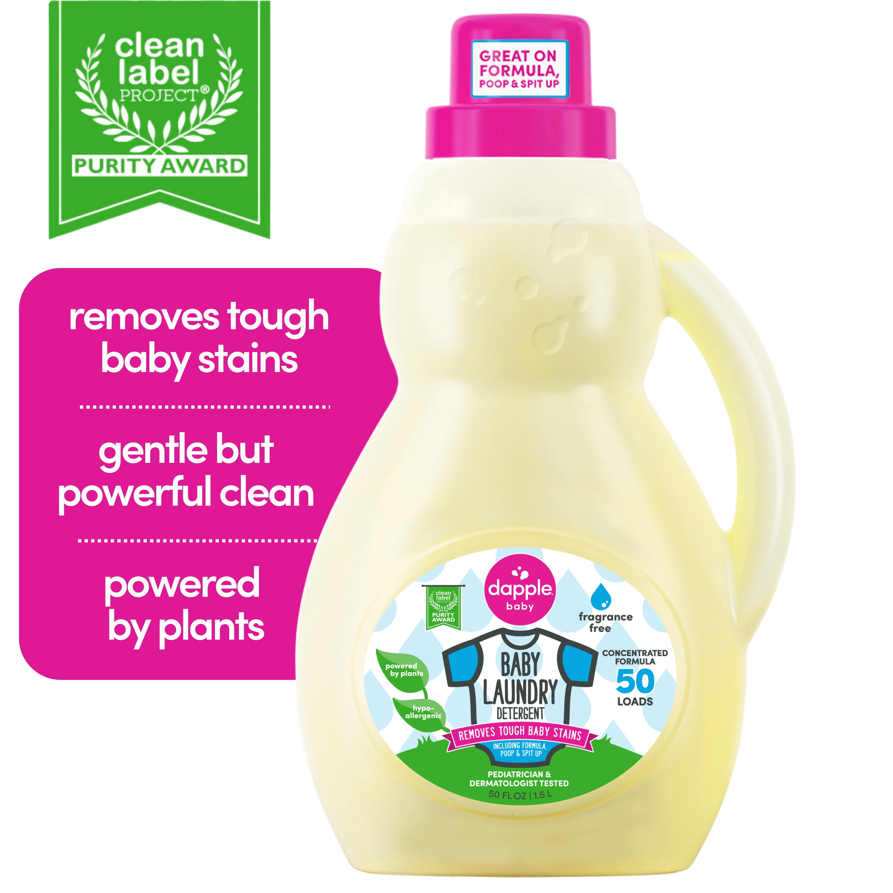(4 pack) Dapple Baby Fragrance-Free Laundry Detergent, 50 fl oz