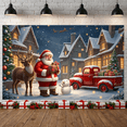 thumbnail image 2 of Festive Design Christmas Banner Santa Claus Holiday Backdrop Reindeer Snowman Decorative Ornament for Party Indoor Celebration, 2 of 9