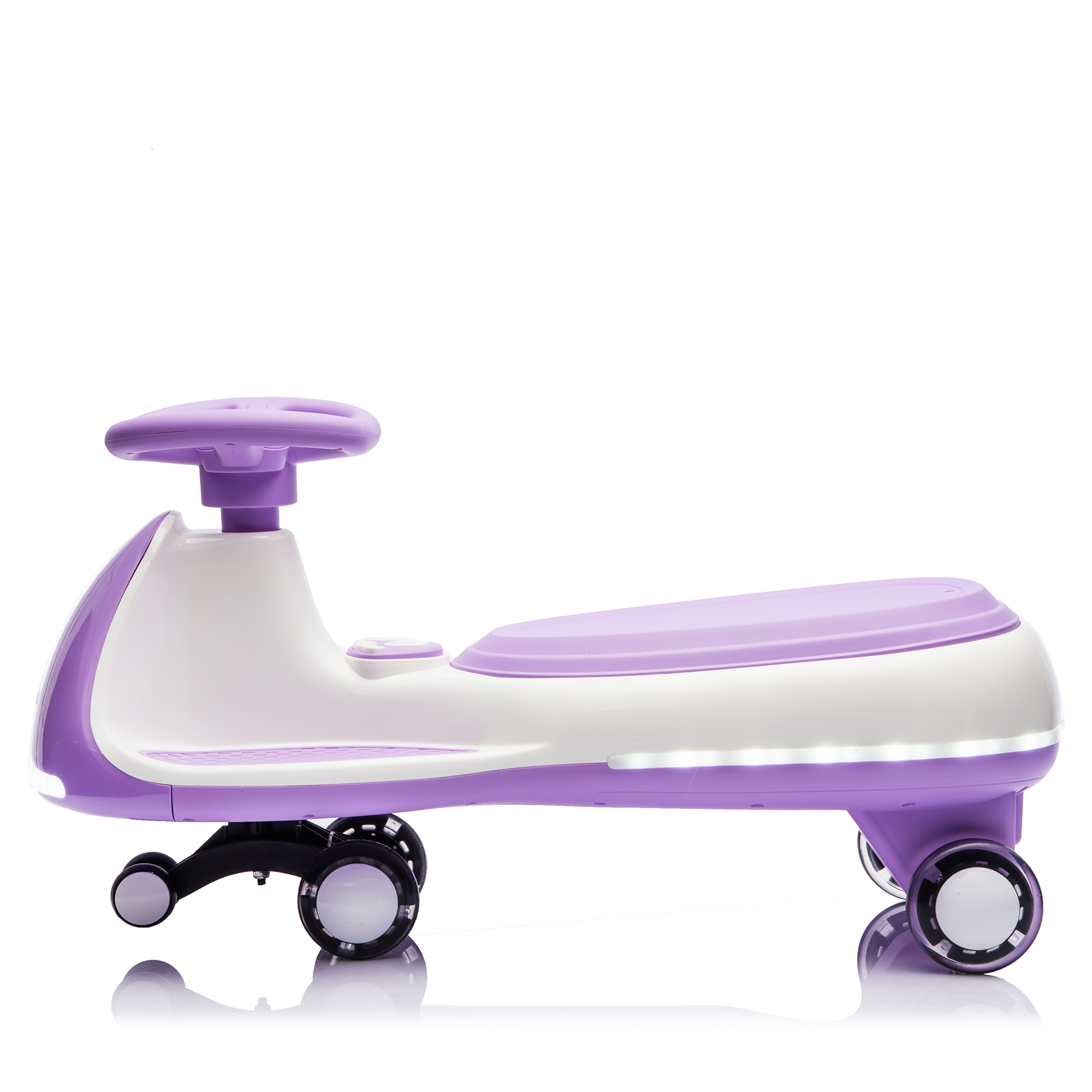 Wiggle Car, 2-in-1 Smart Ride On Toy with Controllable LED Stream Lights, Flashing PU Wheels, Triangular Stability Frame, Wide Auxiliary Wheels, Bluetooth Music, Max 5MPH for Kids 3-8