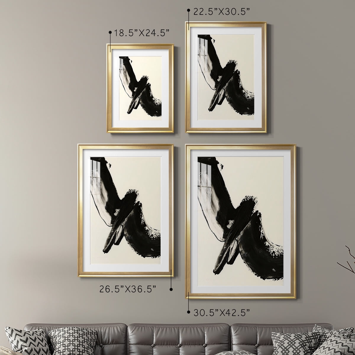 Wexford Home Black Expression I Premium Framed Print, 18.5" x 24.5" - Ready to Hang, Gold (Set of 2)