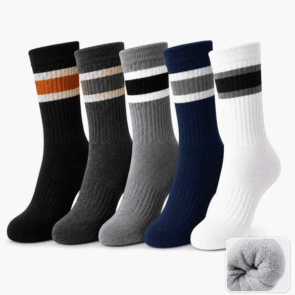 KuKeDi 5 Pack Warm Winter Crew Socks for Men and Women, Thick Cotton Blend Socks