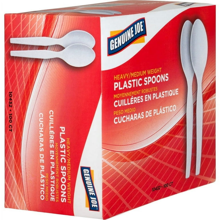 Genuine Joe Heavyweight Disposable Spoons - 100 / Box - 40/Carton - Disposable - White Genuine Joe Heavyweight Disposable Spoons - 100 / Box - 40/Carton - Disposable - White