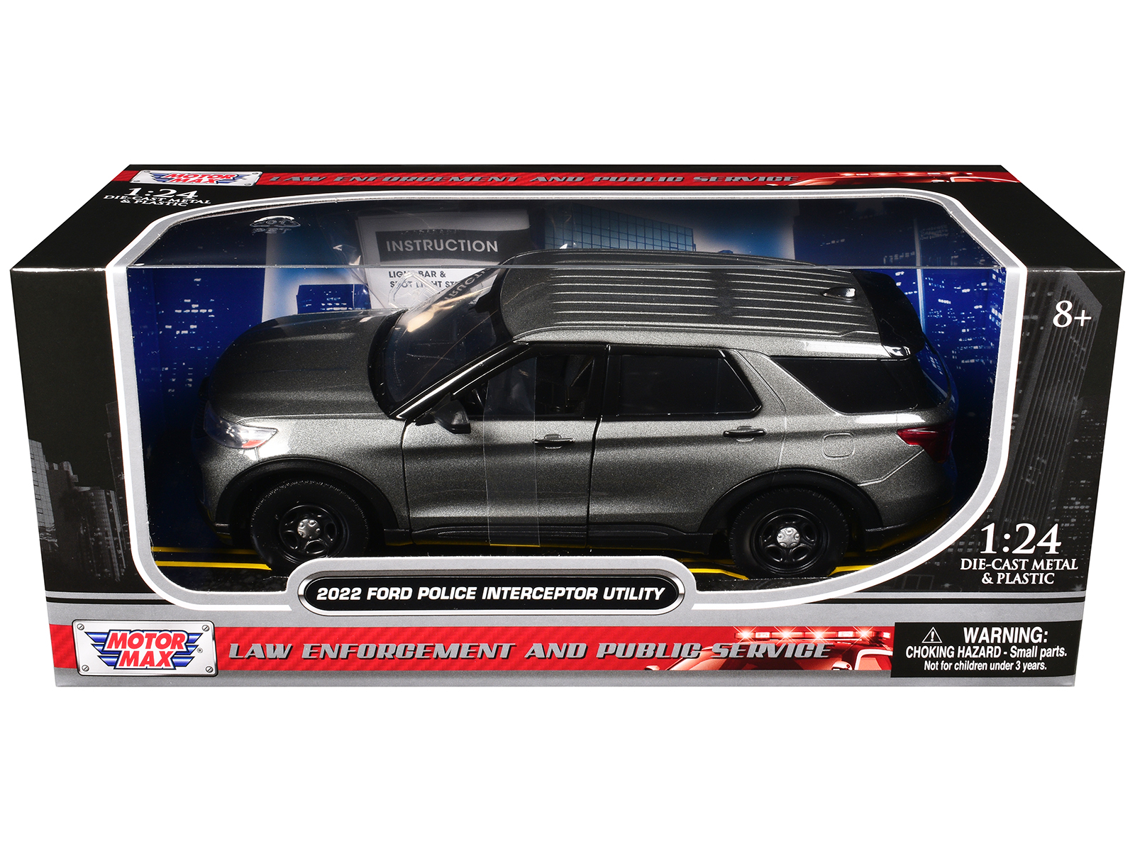 2022 Ford Police Interceptor Utility Unmarked Gray Metallic "Builder's Kit" 1/24 Diecast Model Car by Motormax