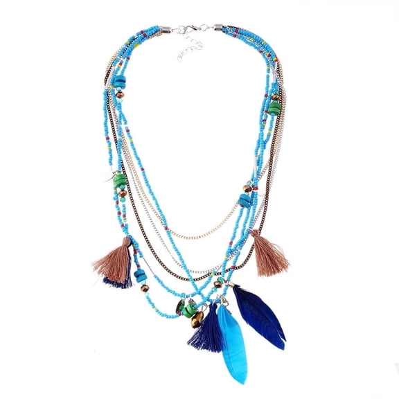 Necklaces & Pendants Fashion Jewelry - Layer Chain Handmade Beaded Bohemian Feather Necklace