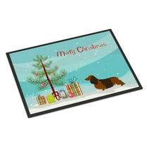 Carolines Treasures BB8449MAT Longhaired Dachshund Christmas Door Mat Indoor Rug or Outdoor Welcome Mat 18x27 Doormat