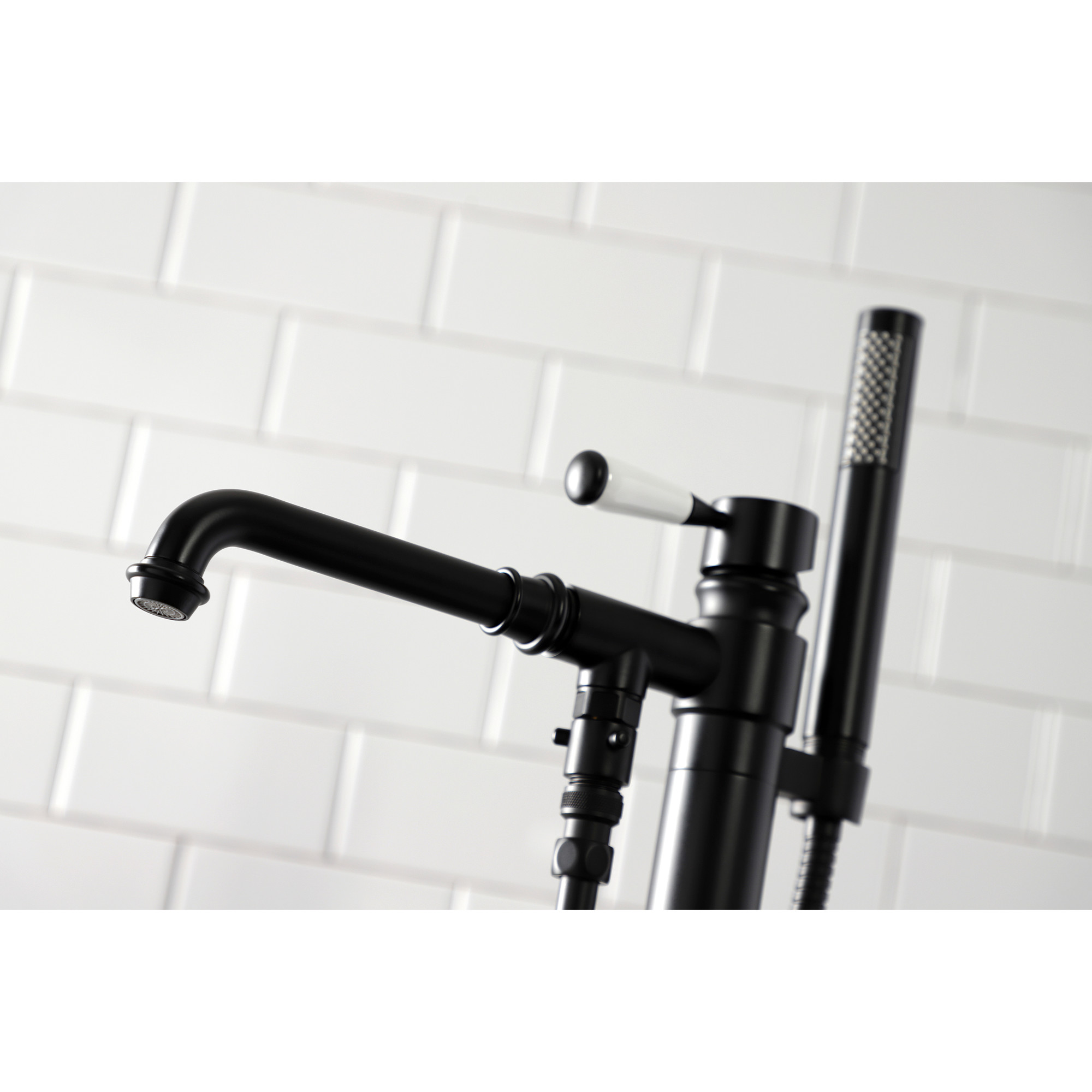 Kingston Brass KS7030DPL Paris Freestanding Tub Faucet with Hand Shower, Matte Black