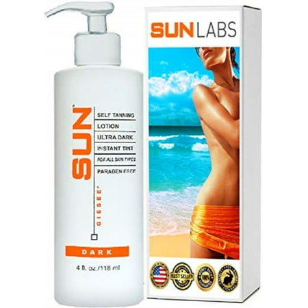 sun self tanning lotion ultra dark instant tint - dark (4 oz.) by sun laboratories self tanner - natural sunless tanning lotion  body and face for bronzing and golden tan - dark sunless bronzer