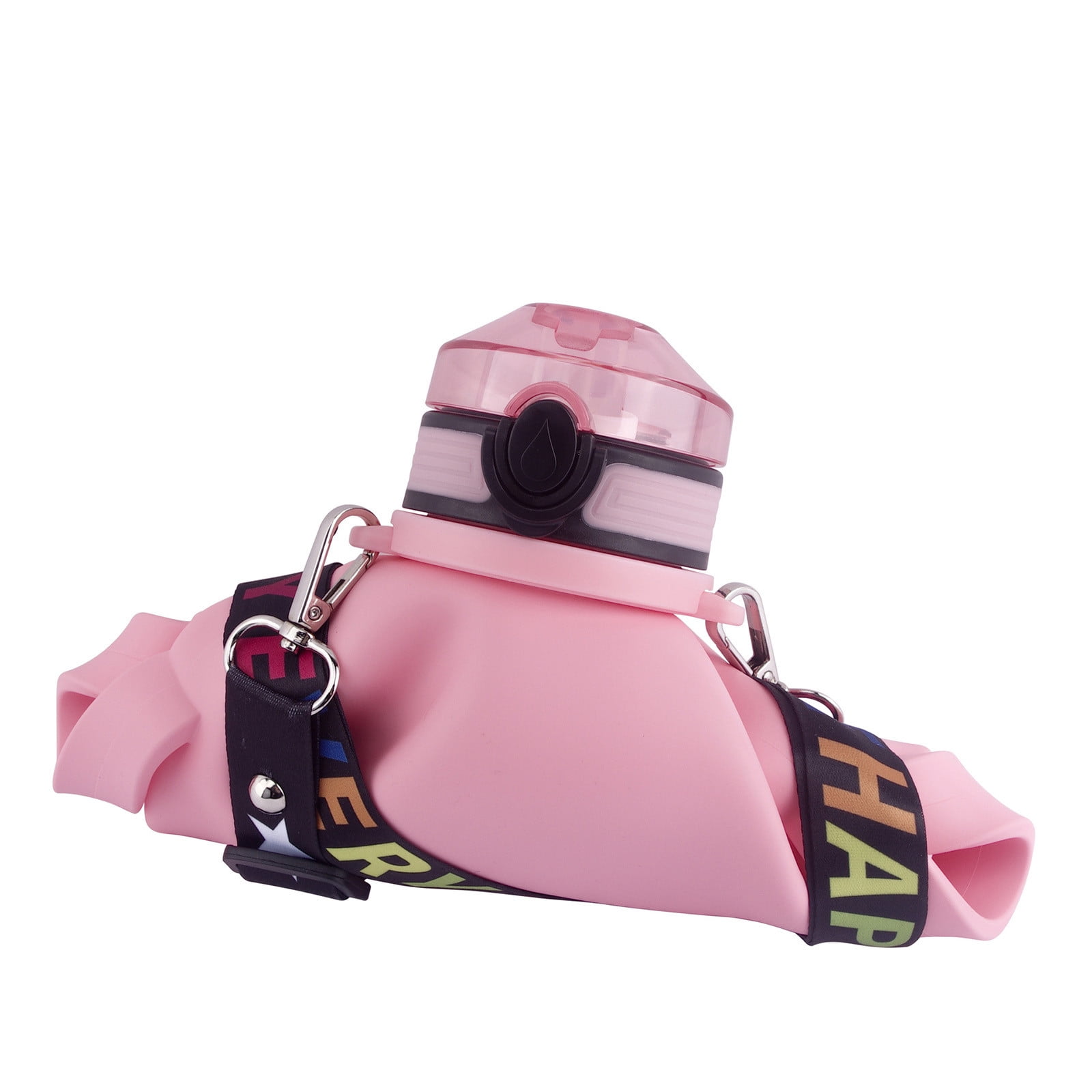 Collapsible Water Bottle 2L/64oz with Strap Handle, BPA Free Silicone Foldable Water Bottle with Detachable Straw, Sport Water Bottle for Traveler Fitness Gym Work Outdoor