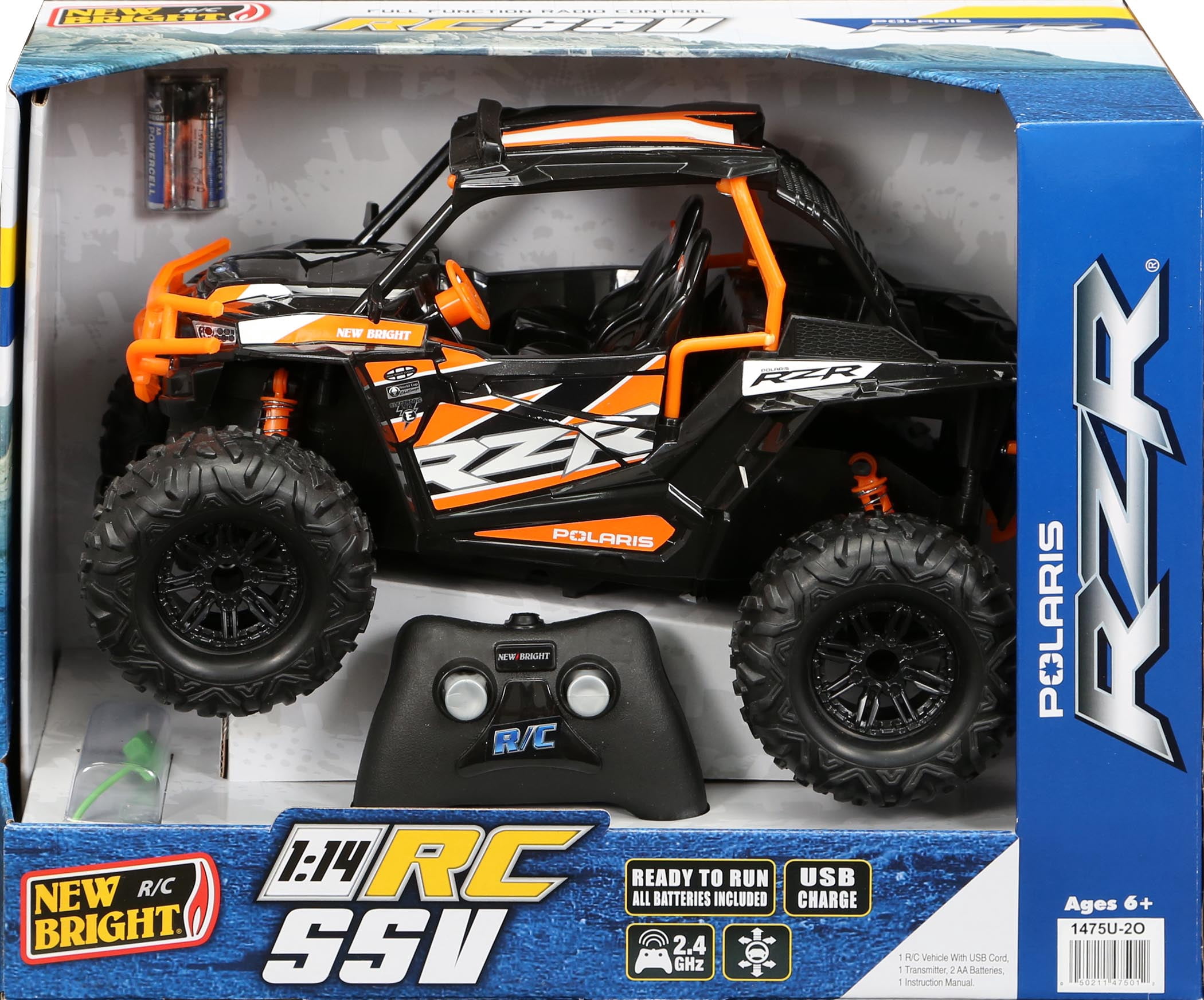 New Bright 1:14 Scale Remote Control 2020 Polaris RZR 2.4GHz USB - Orange