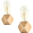 thumbnail image 1 of Lámpara de mesa pequeña de 2 piezas lámpara de noche con base de madera de diamante al lado de la lámpara, E27 60W perfecta para dormitorio, sala de estar u oficina (sin bombilla) esquí esquí Gafas de esquí, 1 of 5