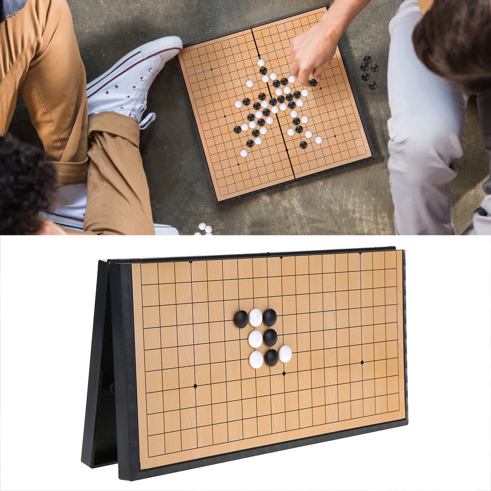 Go Game Chess Go Games, 2-Player Weiqi Game Folding Checkerboard with  Magnetic for Adult and Child 28X28X2cm Party Game Classic Strategy Board  Game