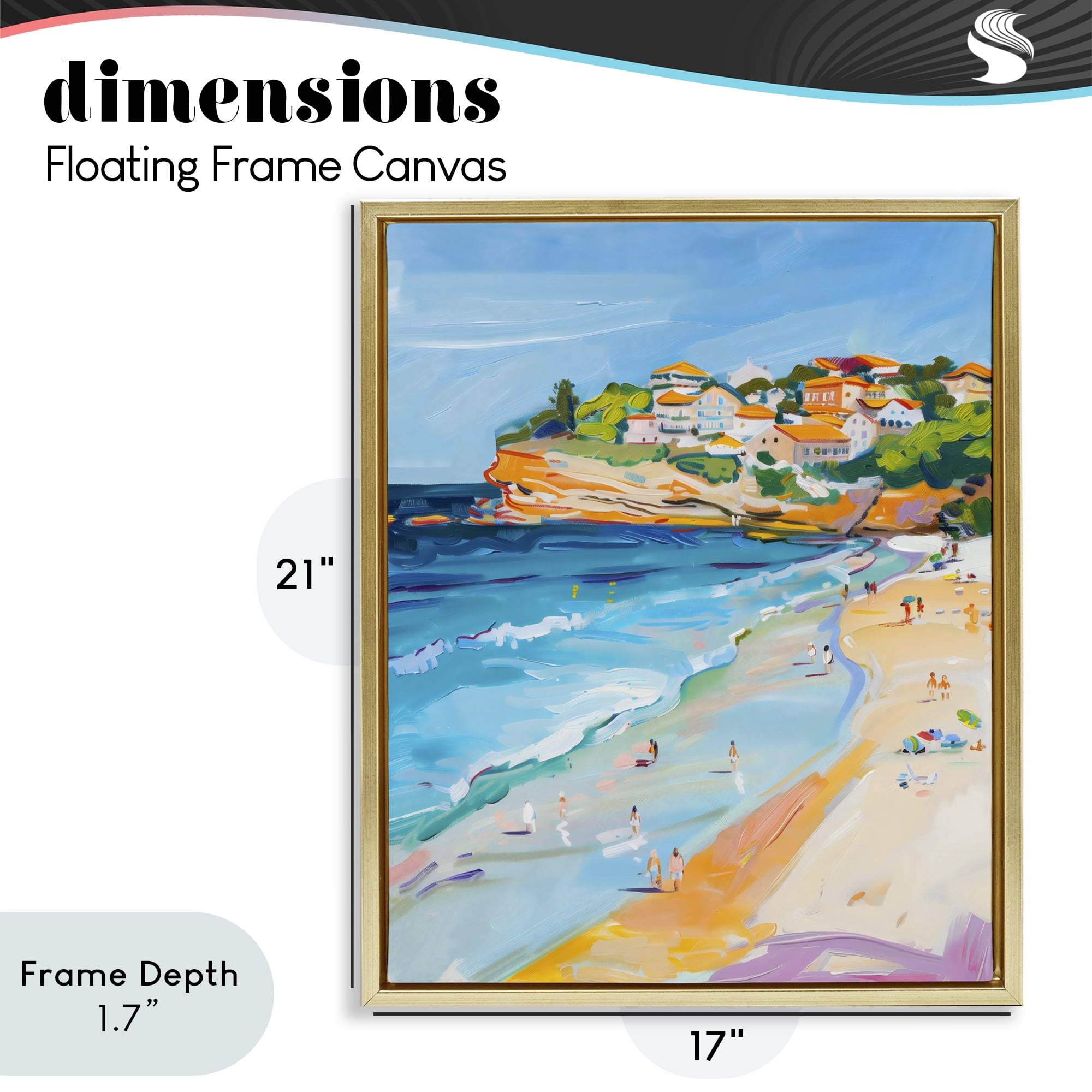 Stupell Industries Bondi Beach Cove Gold Framed Floater Canvas Wall Art, design by The Prints Vibe