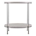 thumbnail image 2 of Bowery Hill Round Faux Stone End Table in Chrome-Faux Travertine, 2 of 3