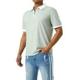 thumbnail image 5 of Men's Short Sleeve Polo Shirts Quarter-Zip Casual Slim Fit Lapel Neck Contrast Color Basic Designed Shirts, 5 of 9