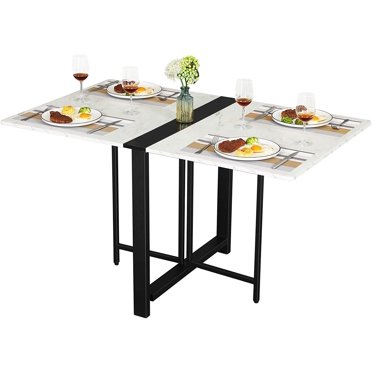 WAYTRIM Folding Dining Table Versatile Dinner Table with 6 Wheels and 2 ...