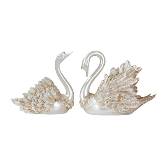 hengtong 2 Pieces Swan Sculpture Figurine for Bedroom Centerpiece Tabletop White