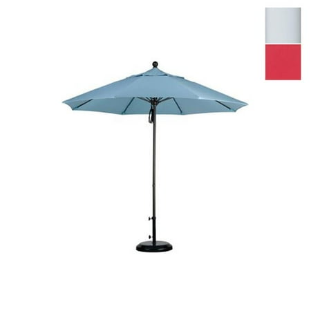 9 ft. Fiberglass Market Umbrella Pulley Open M White-Olefin-Red