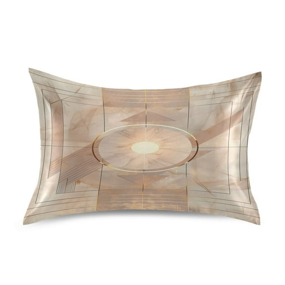 Satin Pillow Case Standard Silk Pillow Cover for Hair and Skin Envelope Closure Abstract Rose Beige Geometric 20"x26"