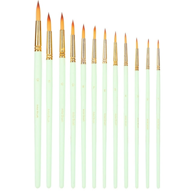 12 pinceles de nailon para artistas, suministros de arte, papelería, acuarela, pintura al óleo.