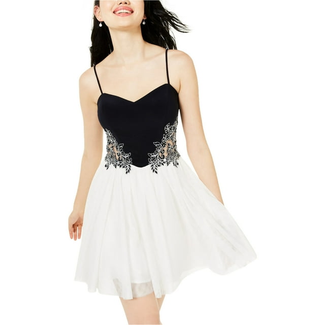 Blondie Nites Vestido ajustado y acampanado con apliques para mujer, multicolor, 1