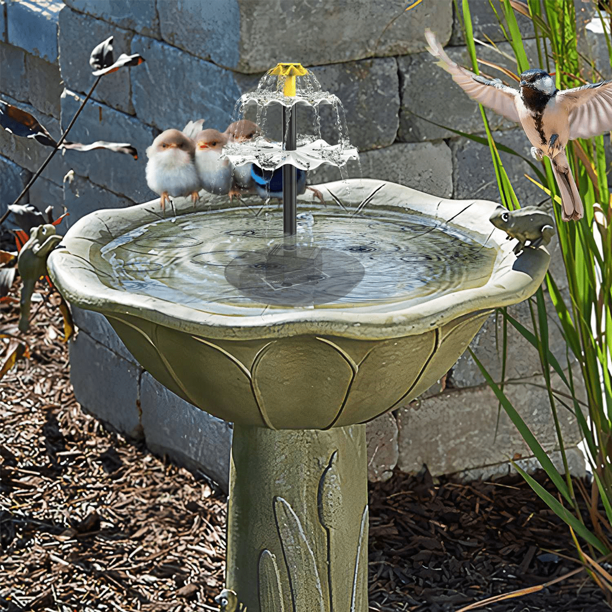 3 Tiered Bird Bath with Solar Pump,DIY Solar Fountain Detachable and Suitable for Bird Bath, Garden Decoration,Outdoor