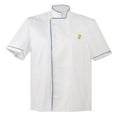 thumbnail image 2 of Hombres Mujeres Chefs Cook Cocina Chaqueta de Manga Corta Uniforme de Cocina Corto , Azul, SG, 2 of 8