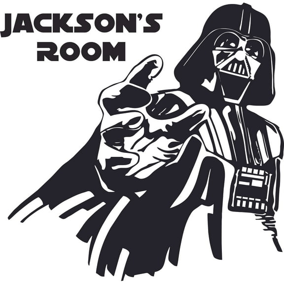 Darth Vader Star Wars Cartoon Character Design Customized Wall Art Vinyl Decal - Custom Vinyl Wall Art - Personalized Name - Baby Girls Boy Bedroom Decal Room Wall Sticker Decoration Size (30x27 inch)
