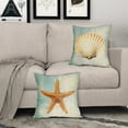 thumbnail image 3 of Summer Coastal Coral Throw Pillow Covers Set of 2 18x18 Inch Starfish Shell Decorative Outdoor Pillow Cases in Blue Beach Nautical Style for Couch Sofa Bedroom Home Perfect for a Seaside Vibes, 3 of 6
