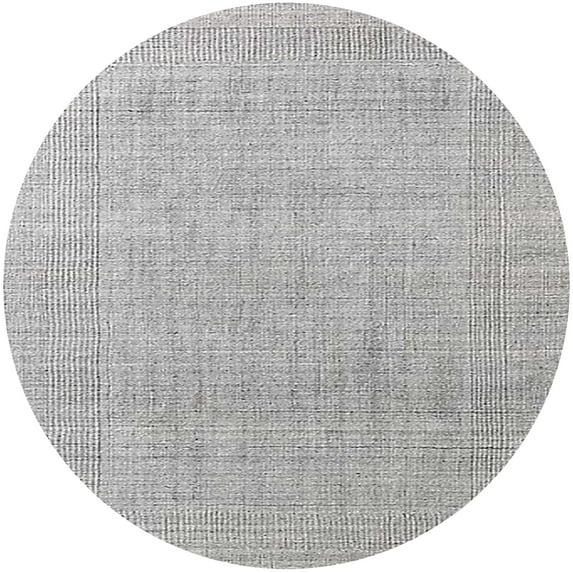 Ahgly Company Machine Washable Indoor Round Industrial Modern Platinum Silver Gray Area Rugs, 3' Round