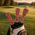 thumbnail image 3 of Yuyamidu Xmas Tree Golf Headcovers, Poinsettia Golf Head Covers for Hybrid Fairway Driver Christmas PU Leather Golf Head Protective Cover, Red, 3 of 7