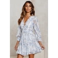 thumbnail image 5 of Vestido corto de gasa con escote en V profundo y espalda descubierta sexy de TEELYNN para mujer, estilo bohemio, vintage, con volantes, para playa, 2021, con estampado floral, 5 of 5
