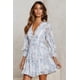 thumbnail image 5 of Vestido corto de gasa con escote en V profundo y espalda descubierta sexy de TEELYNN para mujer, estilo bohemio, vintage, con volantes, para playa, 2021, con estampado floral, 5 of 5