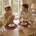 thumbnail image 5 of Unique Bargains 2 Pcs Bow Oval Faux Leather Placemat Wine Red, 5 of 5