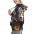 thumbnail image 2 of Fotbe Oil Painting Tribal Wolf Pattern Womens Long Sleeve Hoodie, Pullover Hooded Sweatshirt, Kangaroo Pocket Hoodie with Eye-catching Drawstrings-Small, 2 of 7