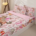 thumbnail image 3 of Homewish Pink Leopard Cowgirl Horse Cactus Print Zipper Twin Comforter Sets with Fitted Sheet and 2 Pillowcases,Western Style Zipper Bedding Set For Girls,Reversible,4-Piece, 3 of 7