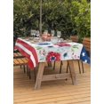 thumbnail image 3 of Outdoor Tablecloth with Umbrella Hole for Patio/Picnic/Party/Camping, Independence Day Waterproof Table Cloth Rectangle Table Cover Washable, American Flag Red Blue Flowers (54"x 80"), 3 of 9