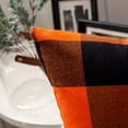 thumbnail image 2 of Fall Halloween Pack of 2 Buffalo Check Farmhouse Checker Plaids Accent Throw Pillow Covers Polyester Linen Outdoor Cushion Case for Sofa Couch Orange and Black 20 x 20 Inch 50 x 50 Cm, 2 of 6