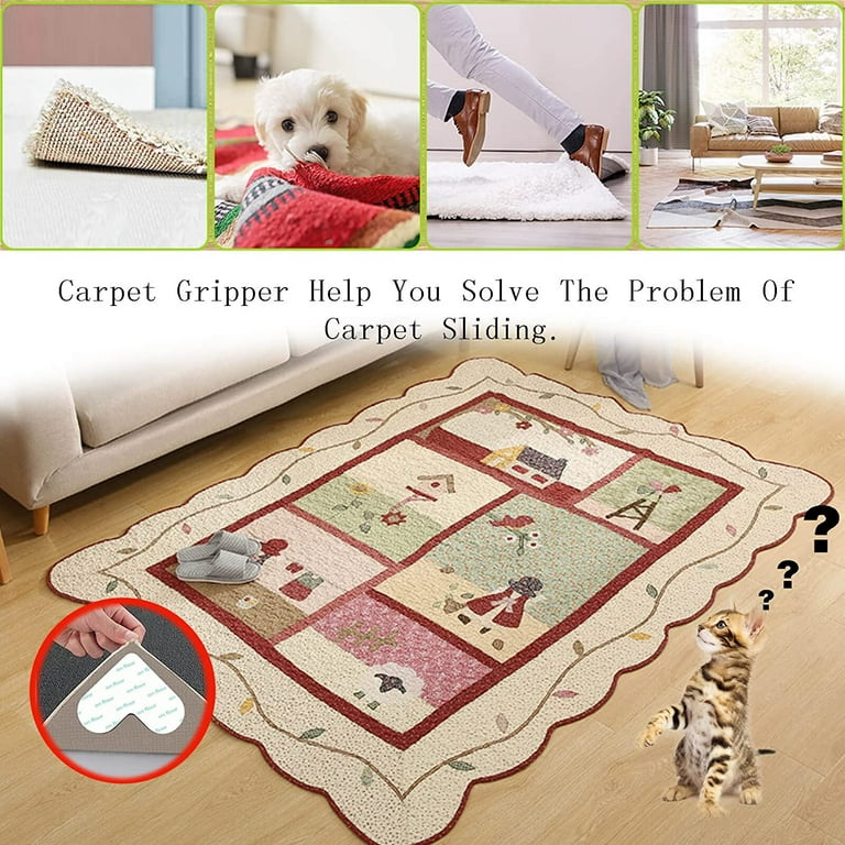 Rug Gripper Carpet Tape for Hardwood Floors and Tile,Non Slip Rug Pads Rug Tape Stickers Reusable and Washable Grippers,Dual Sided Adhesive Rug Pad