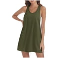 thumbnail image 1 of AherBiu Robe T-Shirt Sans Manches pour Femmes, Tunique Décontractée d'Été, Robes Courtes, Robes d'Été pour Femmes, 1 of 6
