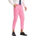 thumbnail image 4 of INSPIRE CHIC Plaid Printed Pants for Men's Pleated Front Colorful Checked Cropped Trousers Pink 34, 4 of 4