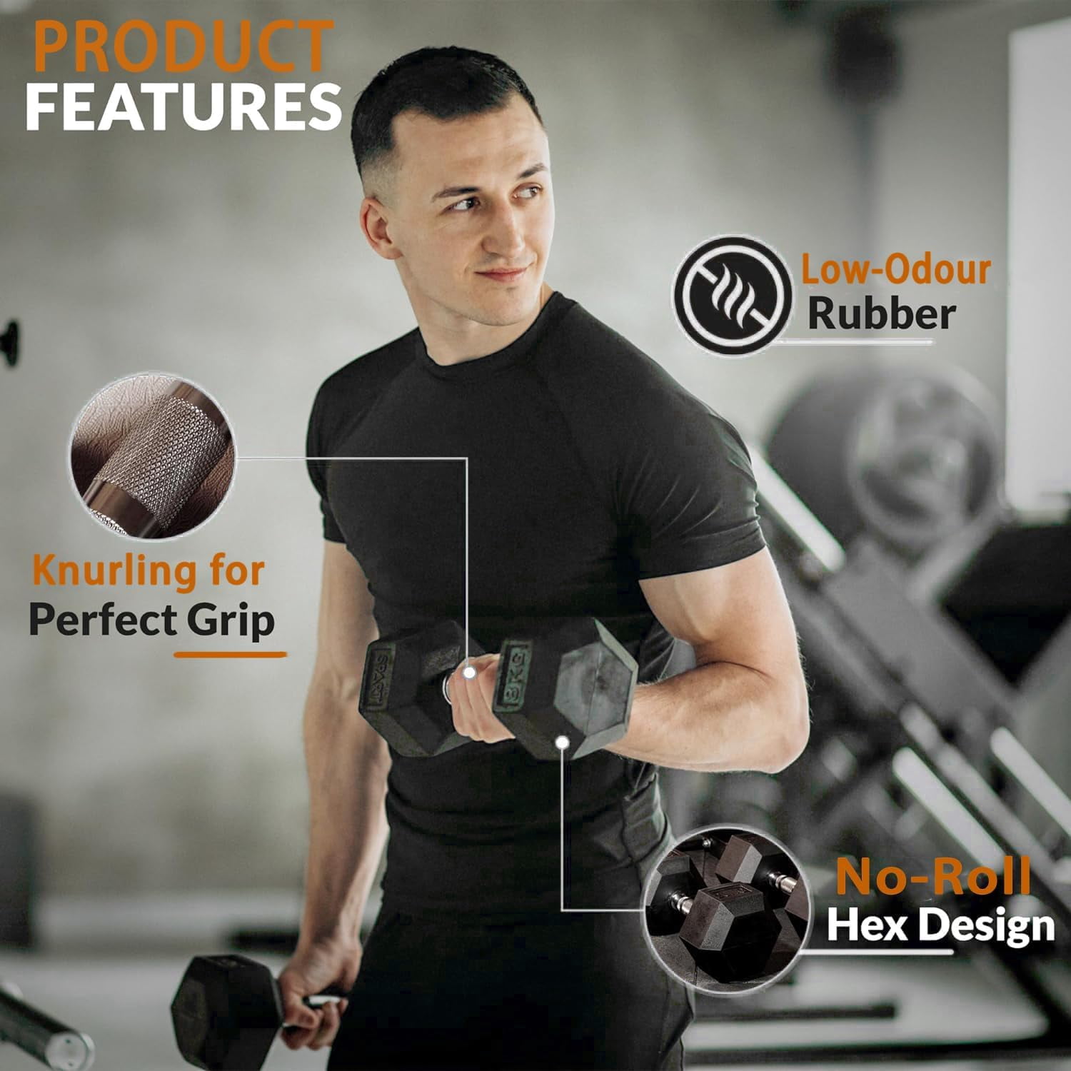 350 lbs Hex Dumbbell Set with Rack, 10-50 lbs Pairs - Rubber Coated Iron Weights for Home Gym, Strength Training & Muscle Building