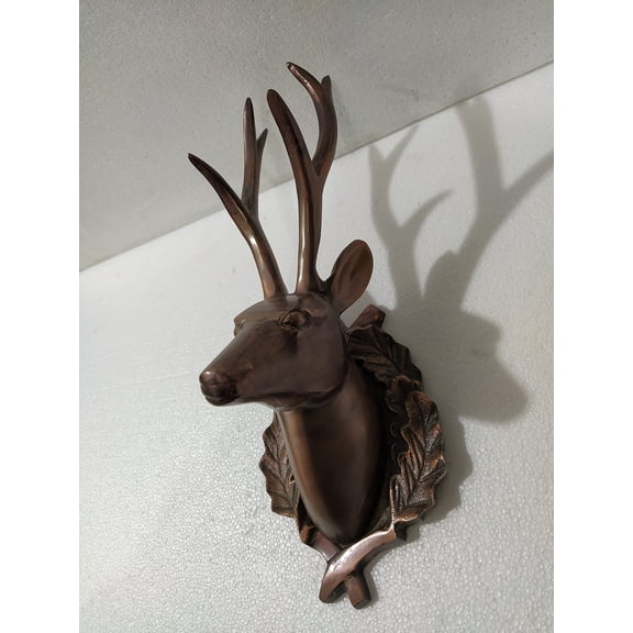 Metal Wall Mount Deer Head Stag 13 inches Figurine Statue Wall Mount A Excellent Item For Home | Office| Restaurant Decorations By Indaiaart12 (Antique Copper)