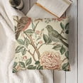 thumbnail image 3 of SHANXI Vintage Bird Floral Pillow Covers  Pink Green Yellow Flower Leaves Decorative Throw Pillows For Couch Chinoiserie Cases Farmhouse Home Decor Sofa Bed Porch Outdoor 22x22in, 3 of 5