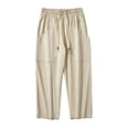 thumbnail image 6 of Bxsruta Men's Drawstring Cropped Pants Relaxed Fit Casual Summer Trousers with Front Pockets, 6 of 6