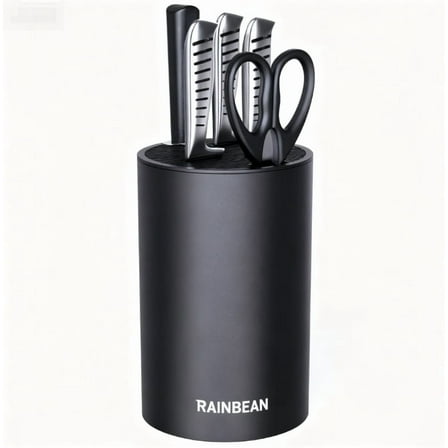 RAINBEAN Knife Block without Knives, Universal Round Knife Block, Space Saver Kitchen Detachable Knife Storage Holder with Scissors Slot