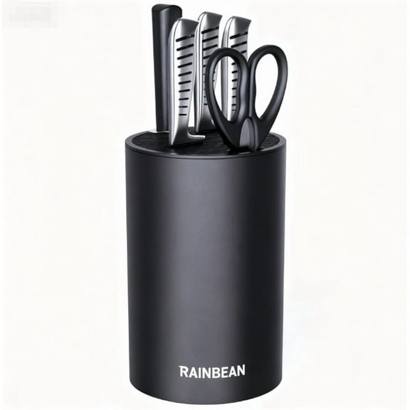 RAINBEAN Knife Block without Knives, Universal Round Knife Block, Space Saver Kitchen Detachable Knife Storage Holder with Scissors Slot