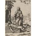 thumbnail image 2 of Marcantonio Raimondi 11x14 Black Ornate Wood Framed Double Matted Museum Art Print Titled: The Lamentation of the Virgin (1510), 2 of 5